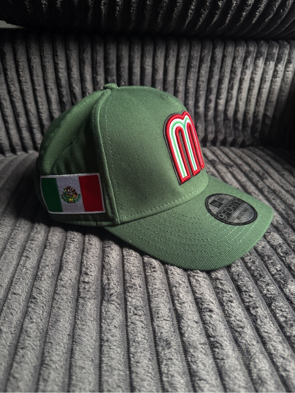 New Era Kids Green Snapback Hat with Multicolor Pinwheel Logo
